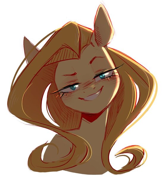 Size: 951x1047 | Tagged: safe, artist:melodylibris, derpibooru import, oc, oc:psychoshy, unofficial characters only, pegasus, pony, fallout equestria, blushing, female, grin, image, jpeg, lidded eyes, looking at you, mare, simple background, sinister smile, smiling, smiling at you, solo, white background