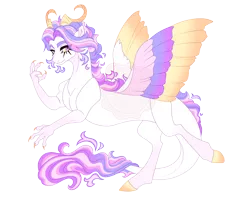 Size: 5100x4100 | Tagged: safe, artist:gigason, derpibooru import, oc, oc:gimmick, draconequus, hybrid, colored wings, image, interspecies offspring, multicolored wings, offspring, parent:discord, parent:princess celestia, parents:dislestia, png, simple background, solo, transparent background, wings