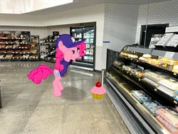 Size: 2016x1512 | Tagged: safe, derpibooru import, pinkie pie, cake, cherry, cupcake, food, grocery store, image, jpeg, walmart