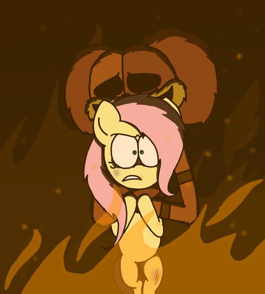 Size: 3023x3351 | Tagged: semi-grimdark, artist:professorventurer, derpibooru import, fluttershy, pegasus, pony, bruised, dogday, female, fire, halloween, heroic, holiday, image, mare, messy mane, png, poppy playtime, requested art, scratches