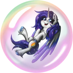 Size: 2000x2000 | Tagged: safe, artist:sunamoonmlp, derpibooru import, oc, oc:sunamoon, alicorn, pony, bubble, cute, female, horn, image, mare, png, smiling, solo, wings