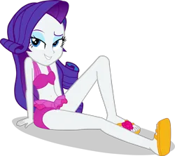 Size: 2445x2171 | Tagged: safe, alternate version, artist:dustinwatsongkx, derpibooru import, rarity, human, equestria girls, g4, bare shoulders, belly, belly button, bikini, clothes, clothes swap, feet, female, image, midriff, one-piece swimsuit, pinkie pie swimsuit, png, sandals, simple background, sleeveless, solo, swimsuit, swimsuit swap, transparent background, vector