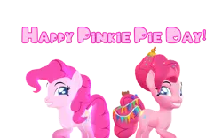 Size: 1920x1200 | Tagged: safe, artist:puzzlshield2, derpibooru import, pinkie pie, earth pony, pony, 3d, 3d render, duo, female, image, looking at each other, looking at someone, mmd, older, older pinkie pie, pinkie pie day, png, render, self paradox, self ponidox, simple background, transparent background