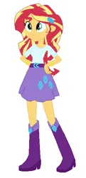 Size: 283x587 | Tagged: safe, artist:noahishere18, derpibooru import, sunset shimmer, human, equestria girls, g4, belt, boots, clothes, clothes swap, high heel boots, image, jpeg, shirt, shoes, simple background, skirt, solo, white background