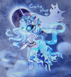 Size: 1080x1172 | Tagged: safe, derpibooru import, oc, ghost, ghost pony, pony, undead, unicorn, g4, adoptable, adopted, adoption, auction, auction open, auction unicorn, character, female, halloween, holiday, horn, image, jpeg, ponytober, spooky