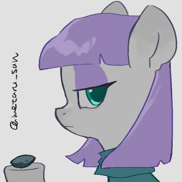 Size: 4096x4096 | Tagged: safe, artist:metaruscarlet, derpibooru import, maud pie, earth pony, pony, g4, boulder (g4), clothes, gray background, image, looking at you, png, raised hoof, simple background, solo