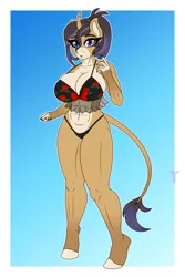 Size: 2800x4200 | Tagged: suggestive, artist:terton, derpibooru import, oc, oc:sabina beaniepaws, unofficial characters only, anthro, cat, cat pony, hybrid, original species, pony, unguligrade anthro, unicorn, abs, anthro oc, big breasts, breasts, busty oc, claws, clothes, commission, digital art, female, gift art, horn, hybrid oc, image, leonine tail, lingerie, mare, muscles, panties, png, sharp nails, solo, solo female, tail, underwear, unicorn oc