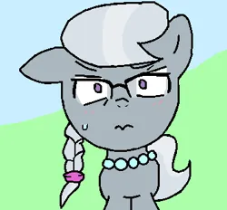 Size: 354x329 | Tagged: safe, artist:wanda, derpibooru import, silver spoon, earth pony, pony, female, filly, foal, glasses, image, jewelry, looking at you, ms paint, necklace, png, solo, worried