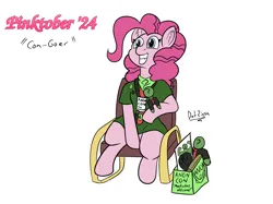 Size: 3644x2731 | Tagged: safe, artist:datzigga, derpibooru import, pinkie pie, oc, oc:anon, convention, image, merchandise, plushie, png, solo