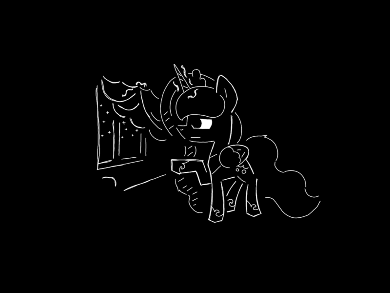 Size: 1440x1080 | Tagged: safe, artist:cloudsdalian, derpibooru import, princess luna, alicorn, pony, g4, black background, curtains, female, image, magic, night, png, simple background, solo, telekinesis, window