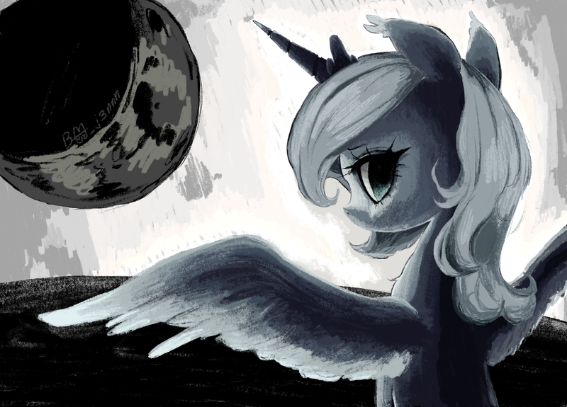 Size: 2429x1747 | Tagged: safe, artist:brainr0tter, derpibooru import, princess luna, alicorn, pony, image, png, solo