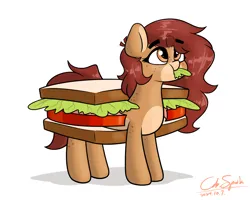 Size: 2500x2000 | Tagged: safe, artist:cdrspark, derpibooru import, oc, oc:pencil test, earth pony, pony, cute, earth pony oc, eating, eyebrows, eyebrows visible through hair, female, image, nom, panini, png, ponies in food, sandvich, solo