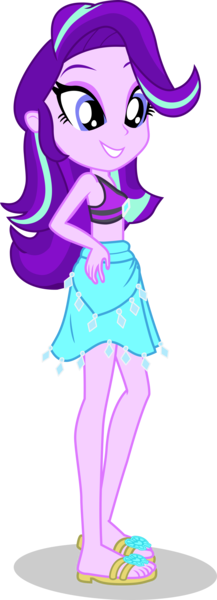 Size: 1533x4234 | Tagged: safe, alternate version, artist:dustinwatsongkx, derpibooru import, starlight glimmer, human, equestria girls, g4, bare shoulders, barefoot, clothes, clothes swap, feet, female, image, png, rarity's blue sarong, rarity's purple bikini, sarong, simple background, sleeveless, solo, sports bra, swimsuit, swimsuit swap, transparent background, vector