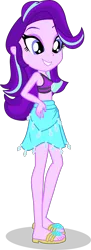 Size: 1533x4234 | Tagged: safe, alternate version, artist:dustinwatsongkx, derpibooru import, starlight glimmer, human, equestria girls, g4, bare shoulders, barefoot, clothes, clothes swap, feet, female, image, png, rarity's blue sarong, rarity's purple bikini, sarong, simple background, sleeveless, solo, sports bra, swimsuit, swimsuit swap, transparent background, vector