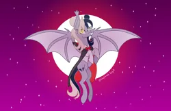 Size: 2348x1519 | Tagged: safe, artist:darbypop1, derpibooru import, oc, oc:destiny laurel, bat pony, pony, clothes, costume, dracula, female, image, mare, moon, nightmare night costume, png, solo