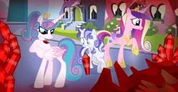 Size: 1280x662 | Tagged: safe, artist:velveagicsentryyt, derpibooru import, princess cadance, princess flurry heart, oc, oc:sparkling lapis, pony, g4, crystal, image, male, offspring, older, older flurry heart, parent:princess cadance, parent:shining armor, parents:shiningcadance, png, stallion