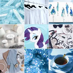 Size: 5306x5306 | Tagged: safe, derpibooru import, edit, edited screencap, screencap, rarity, pony, unicorn, g4, aesthetics, beautiful, blue eyes, clothes, crystal, cup, dress, image, journal, jpeg, makeup, moodboard, purple mane, simple background, solo, teacup, white background