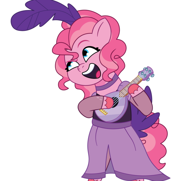 Size: 1200x1200 | Tagged: safe, artist:prixy05, derpibooru import, pinkie pie, earth pony, pony, g4, g5, my little pony: tell your tale, clothes, dress, feather, female, g4 to g5, generation leap, image, mandolin, mare, musical instrument, png, saloon dress, saloon pinkie, simple background, solo, transparent background, vector