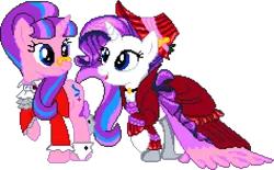 Size: 1185x735 | Tagged: safe, artist:epicvon, artist:pink1ejack, derpibooru import, rarity, snowfall frost, starlight glimmer, pony, unicorn, a hearth's warming tail, g4, it's a pony kind of christmas, christmas, clothes, digital art, female, hearth's warming, holiday, horn, image, manepxls, mare, open mouth, pixel art, png, pxls.space, raised hoof, raised leg, simple background, smiling, spectacles, transparent background