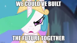 Size: 888x499 | Tagged: safe, derpibooru import, edit, edited screencap, screencap, princess celestia, alicorn, g4, princess twilight sparkle (episode), season 4, caption, close-up, crown, ethereal mane, image, image macro, imgflip, jewelry, jpeg, looking at you, meme, peytral, reference, regalia, spoilers for another series, text, transformers, transformers one