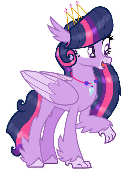 Size: 828x1159 | Tagged: safe, artist:daydreamsunset23, derpibooru import, twilight sparkle, classical hippogriff, hippogriff, g4, base used, classical hippogriffied, colored wings, crown, female, folded wings, hippo sparkle, hippogriffied, image, jewelry, jpeg, necklace, open mouth, open smile, regalia, simple background, smiling, solo, species swap, white background, wings