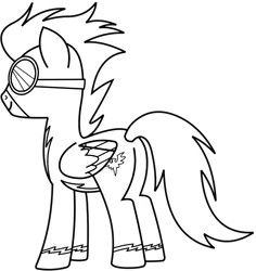 Size: 727x771 | Tagged: safe, derpibooru import, official, pegasus, pony, g4, leak, .svg available, black and white, clothes, concept art, grayscale, image, male, monochrome, my little pony adventures, png, simple background, smiling, solo, stallion, transparent background, uniform, vector, wonderbolts uniform