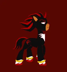 Size: 1040x1113 | Tagged: safe, artist:shucku, derpibooru import, ponified, pony, unicorn, g5, base used, horn, image, male, ow the edge, png, shadow the hedgehog, sonic the hedgehog (series), tell your tale accurate