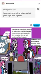 Size: 1175x2086 | Tagged: safe, artist:ask-luciavampire, derpibooru import, oc, alicorn, changeling, earth pony, pony, undead, vampire, vampony, ask, image, multiple heads, png, tumblr, two heads, video game