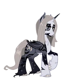 Size: 1900x2064 | Tagged: safe, artist:wrath-marionphauna, derpibooru import, oc, oc:howling nightmare, unofficial characters only, alicorn, bat pony, bat pony alicorn, bat pony oc, bat wings, beard, facial hair, horn, image, png, solo, wings