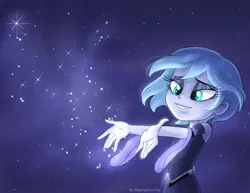 Size: 3300x2550 | Tagged: safe, artist:nightglowfan, derpibooru import, princess luna, human, equestria girls, g4, clothes, dress, humanized, image, night, night sky, png, shorthair, sky, stars