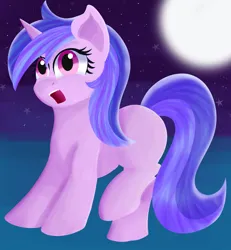 Size: 1280x1387 | Tagged: safe, artist:nyx-nintendencies, artist:rainbowtashie, derpibooru import, sea swirl, seafoam, pony, unicorn, g4, background pony, female, horn, image, jpeg, mare, moon, night, outdoors, solo, stars, surprised