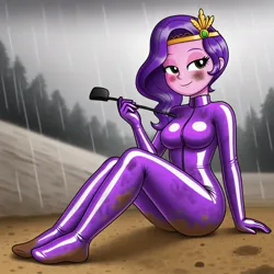 Size: 1024x1024 | Tagged: suggestive, machine learning generated, ponerpics import, pipp petals, equestria girls, g5, breasts, clothes, dirty, dominatrix, female, gloves, image, jpeg, latex, latex gloves, latex socks, outdoors, riding crop, socks