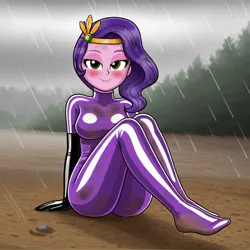 Size: 1024x1024 | Tagged: suggestive, machine learning generated, ponerpics import, pipp petals, equestria girls, g5, breasts, clothes, dirty, female, gloves, image, jpeg, latex, latex gloves, latex socks, outdoors, socks