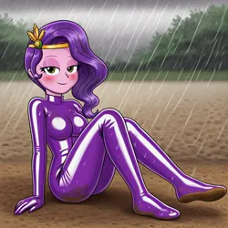 Size: 1024x1024 | Tagged: suggestive, machine learning generated, ponerpics import, pipp petals, equestria girls, g5, breasts, clothes, dirty, female, gloves, image, jpeg, latex, latex gloves, latex socks, outdoors, socks