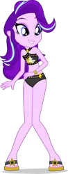 Size: 1894x4841 | Tagged: safe, alternate version, artist:dustinwatsongkx, derpibooru import, starlight glimmer, human, equestria girls, g4, accessory swap, bare shoulders, bikini, bikini bottom, clothes, clothes swap, feet, female, image, my little pony equestria girls: better together, png, sandals, simple background, sleeveless, solo, sunset shimmer swimsuit, sunset shimmer's beach shorts swimsuit, swimsuit, swimsuit swap, transparent background, vector