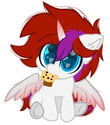 Size: 6447x7331 | Tagged: safe, artist:fededash, derpibooru import, oc, unofficial characters only, alicorn, absurd resolution, alicorn oc, chibi, cute, horn, image, looking at you, png, simple background, sitting, solo, transparent background, wings