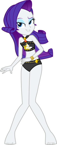 Size: 1733x4432 | Tagged: safe, alternate version, artist:dustinwatsongkx, derpibooru import, rarity, human, equestria girls, g4, accessory swap, bare shoulders, barefoot, bikini, bikini bottom, clothes, clothes swap, feet, female, geode of empathy, high res, image, magical geodes, my little pony equestria girls: better together, png, simple background, sleeveless, solo, sunset shimmer swimsuit, sunset shimmer's beach shorts swimsuit, swimsuit, swimsuit swap, transparent background, vector