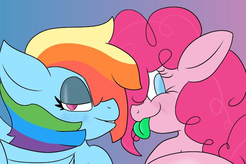 Size: 1173x783 | Tagged: suggestive, artist:chibitaylor, derpibooru import, pinkie pie, rainbow dash, earth pony, pegasus, pony, g4, bedroom eyes, butt, cropped, cropped porn, duo, duo female, female, gradient background, green tongue, image, jpeg, looking at you, looking back, looking back at you, mare, preview, rear view, tongue out