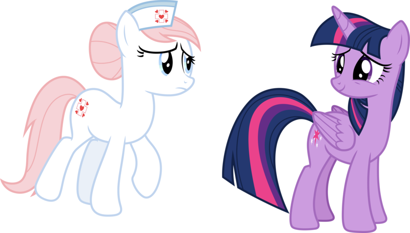 Size: 5266x3000 | Tagged: safe, artist:cloudy glow, derpibooru import, nurse redheart, twilight sparkle, twilight sparkle (alicorn), alicorn, earth pony, pony, g4, duo, duo female, female, image, mare, nurse, png, simple background, transparent background, vector