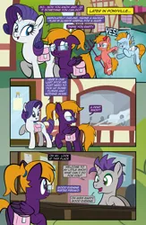 Size: 2540x3899 | Tagged: safe, artist:alexdti, derpibooru import, rarity, oc, oc:aqua lux, oc:freako, oc:purple creativity, oc:warm focus, pony, unicorn, comic:quest for friendship retold, angel, devil, horn, image, png, shoulder angel, shoulder devil