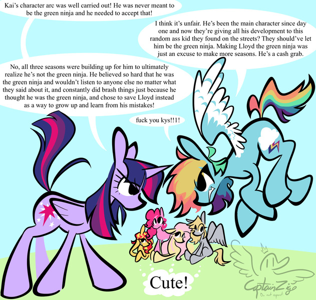 Size: 2048x1947 | Tagged: safe, artist:captainzigo, derpibooru import, derpy hooves, fluttershy, pinkie pie, rainbow dash, sunset shimmer, twilight sparkle, alicorn, earth pony, pegasus, unicorn, g4, female, horn, image, jpeg, lego, lego ninjago, lesbian, shipping