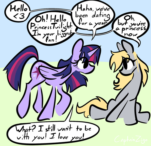 Size: 1321x1276 | Tagged: safe, artist:captainzigo, derpibooru import, derpy hooves, twilight sparkle, alicorn, pegasus, g4, female, image, jpeg, lesbian, ship:twerpy, shipping