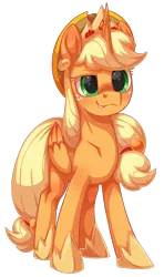 Size: 1155x1956 | Tagged: safe, alternate version, artist:moonseeker, derpibooru import, part of a set, applejack, alicorn, pony, g4, alicornified, applecorn, applejack's hat, cowboy hat, crown, female, folded wings, freckles, hat, hoof shoes, horn, image, jewelry, mare, png, princess applejack, princess shoes, race swap, regalia, simple background, solo, transparent background, wings