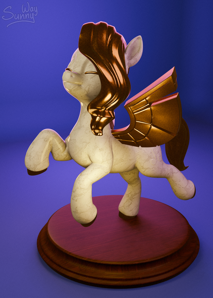 Size: 1146x1600 | Tagged: safe, artist:sunny way, derpibooru import, pipp petals, pegasus, pony, g5, my little pony: a new generation, 3d, 3d render, art, artwork, blender, craft, digital art, female, feral, figurine, gold, image, marble, mare, my little pony, png, sculpture, solo, statue, sunny way, zbrush