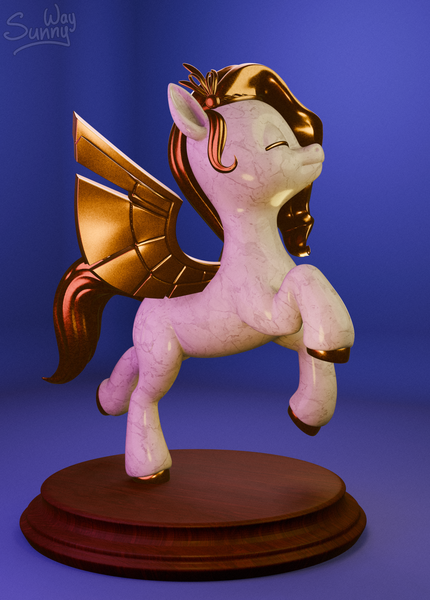 Size: 1146x1600 | Tagged: safe, artist:sunny way, derpibooru import, pipp petals, pegasus, pony, g5, my little pony: a new generation, 3d, 3d render, art, artwork, blender, craft, digital art, female, feral, figurine, gold, image, marble, mare, my little pony, png, sculpture, solo, statue, sunny way, zbrush