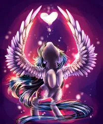 Size: 2500x3000 | Tagged: safe, artist:aquagalaxy, derpibooru import, twilight sparkle, twilight sparkle (alicorn), alicorn, pony, g4, female, heart, high res, image, looking up, mare, png, solo, spread wings, wings