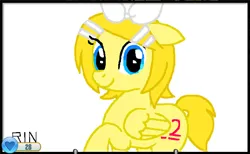 Size: 1362x837 | Tagged: safe, artist:02kagamine, derpibooru import, ponified, pegasus, pony, animal jam, image, kagamine rin, png, raised hoof, simple background, smiling, solo, vocaloid, white background