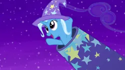 Size: 1280x720 | Tagged: safe, derpibooru import, edit, edited screencap, editor:marefieber, screencap, princess celestia, trixie, pony, unicorn, g4, no second prances, season 6, cannon, clothes, cloud, female, happy, hat, hooves in air, hooves up, horn, image, looking up, mare, night, outdoors, png, praise the sun, sky, smiling, solo, stars, trixie's cannon, trixie's hat, wizard hat