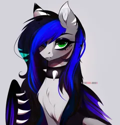 Size: 3947x4096 | Tagged: safe, artist:krissstudios, ponerpics import, oc, unofficial characters only, pony, choker, female, goth, heterochromia, image, jpeg, looking at you, mare