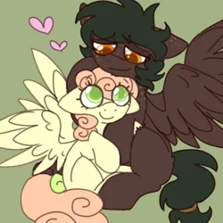 Size: 600x600 | Tagged: safe, artist:puppie, derpibooru import, oc, oc:soft sonance, oc:stormchaser, unofficial characters only, pegasus, couple, cute, happy, hug, image, in love, png